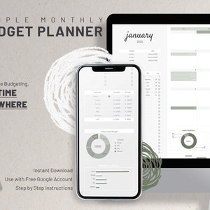 Beginners Simple Monthly Google Sheets Finance Planner, Mint Color Expense Tracker Spreadsheets, Personal Budget Google Sheets