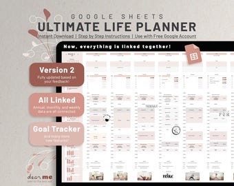 Google Sheets Digital Life Planner, Digital Annual Calendar Spreadsheet, Daily Schedule Task Tracker