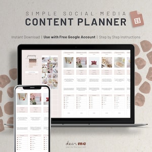 Google Sheets Content Planner and Calendar, Social Media Manager Spreadsheets, Instagram Editable Feed Designer