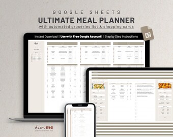 Ultimate Meal Planner and Groceries List Generator with Calories and Macros Calculator in Neutral Colors
