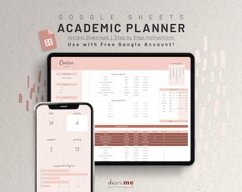 Planificador académico definitivo, hojas de cálculo de planificadores digitales para estudiantes de Google Sheets, rastreador de tareas, calculadora de GPA