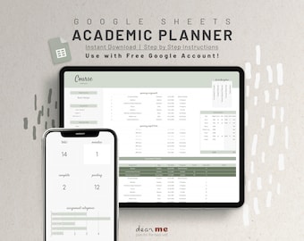 May include: A Google Sheets template for academic planning. The template includes sections for course information, assignment categories, and grade tracking. The template is designed to help students stay organized and on top of their studies. The template is available for instant download and includes step-by-step instructions. The template can be used with a free Google account.