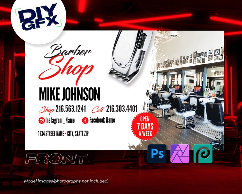 Barbershop Business Card Template Etsy Barbershop Business Card Template Etsy