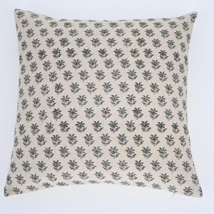 HUNNY//Hand Block Floral Pillow Covers | Neutral Linen Pillows | Linen Cushion Cover | Decorative Linen Pillow Cover | Designer Pillow Cover