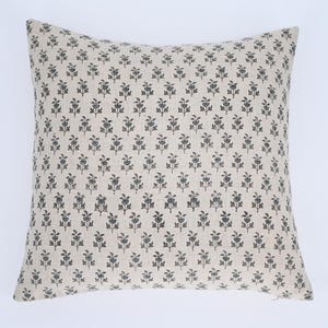 BANNI//Hand Block Floral Pillow Covers | Neutral Linen Pillows | Linen Cushion Cover | Decorative Linen Pillow Cover | Designer Pillow Cover