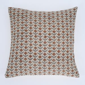 LIKEY//Hand Block Floral Pillow Covers | Neutral Linen Pillows | Linen Cushion Cover | Decorative Linen Pillow Cover | Designer Pillow Cover