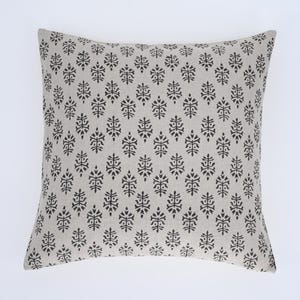 BHART//Hand Block Floral Pillow Covers | Neutral Linen Pillows | Linen Cushion Cover | Decorative Linen Pillow Cover | Designer Pillow Cover