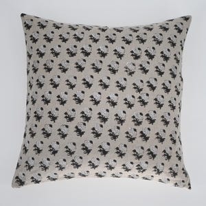 KIAA//Hand Block Floral Pillow Covers | Neutral Linen Pillows | Linen Cushion Cover | Decorative Linen Pillow Cover | Designer Pillow Cover