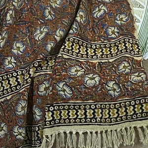 Indian Handmade Throw Blanket Bohemian Cloth Bed cover with Tassels Hand-Loomed Block Print Cotton Sofa Throw, Soft Cotton Throws
