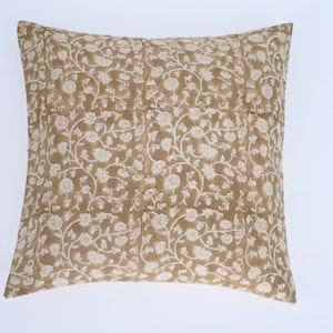 LUCK//Hand Block Floral Pillow Covers | Neutral Linen Pillows | Linen Cushion Cover | Decorative Linen Pillow Cover | Designer Pillow Cover