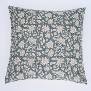 IZUMI//Hand Block Floral Pillow Covers | Neutral Linen Pillows | Linen Cushion Cover | Decorative Linen Pillow Cover | Designer Pillow Cover