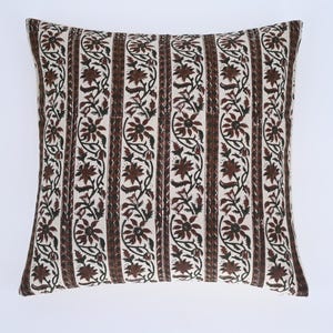 LOUSE//Hand Block Floral Pillow Covers | Neutral Linen Pillows | Linen Cushion Cover | Decorative Linen Pillow Cover | Designer Pillow Cover