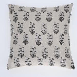DOLL//Hand Block Floral Pillow Covers | Neutral Linen Pillows | Linen Cushion Cover | Decorative Linen Pillow Cover | Designer Pillow Cover