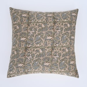 KIRRA//Hand Block Floral Pillow Covers | Neutral Linen Pillows | Linen Cushion Cover | Decorative Linen Pillow Cover | Designer Pillow Cover