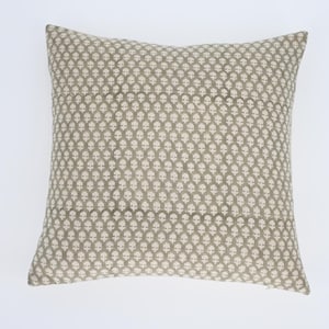 RIYAN//Hand Block Floral Pillow Covers | Neutral Linen Pillows | Linen Cushion Cover | Decorative Linen Pillow Cover | Designer Pillow Cover