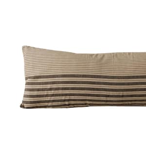 extra long lumbar cotton pillow cover. muted stripes lumbar handwoven throw pillow. bolster pillow. vintage striped long lumbar pillow