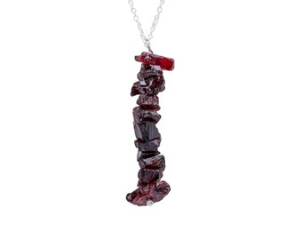 Raw Garnet Necklace Garnet Jewelry Raw Stone Necklace Rough Stone Necklace 925 Sterling Silver Chain Necklaces for Women Gemstone Necklace