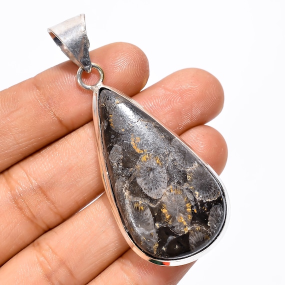 Pendentif En Argent Sterling 925 Avec Ammonite Fossile - Fait Main, Inde - Neuf