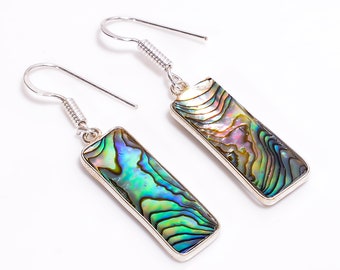 Abalone Shell Earrings Gemstone Earrings 925 Sterling Silver Earrings Dangle Earrings Statement Earrings Dangling Earrings Gift for Women