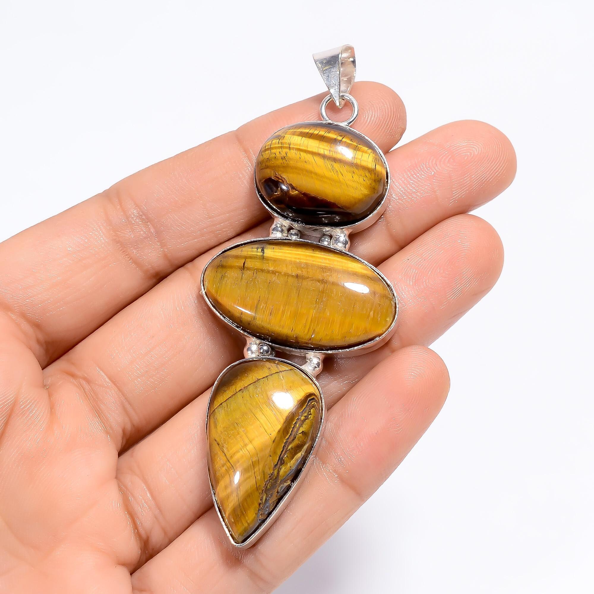 タイガーアイペンダント シルバーチェーンネックレス付き 925