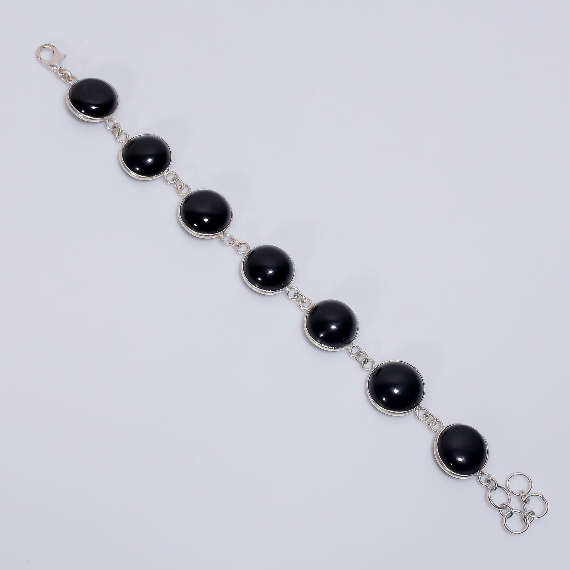 ブラックオニキスブレスレット、925スターリングシルバーブレスレット