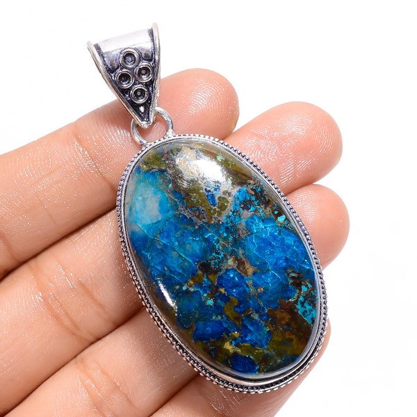 Shattuckite Pendant Gemstone Pendant 925 Sterling Silver Pendant With Chain Pendant Necklace for Women Shattuckite Necklace Handmade Jewelry