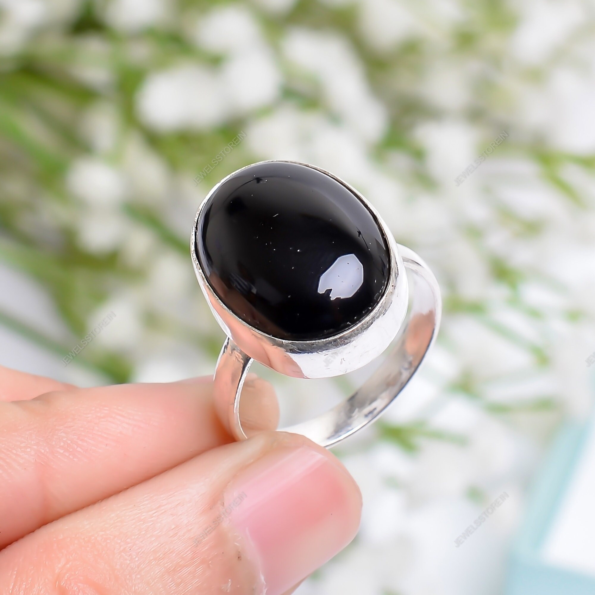 Black Onyx Ring Black Stone Ring 925 Sterling Silver Ring
