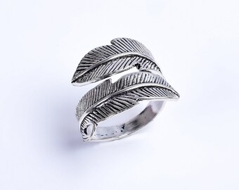 Anello Elegante Regalo Compleanno Anello Piuma ABIGY Con Opale Blu - Argento Sterling 925 Regolabile Gioiello Elegante Abigy