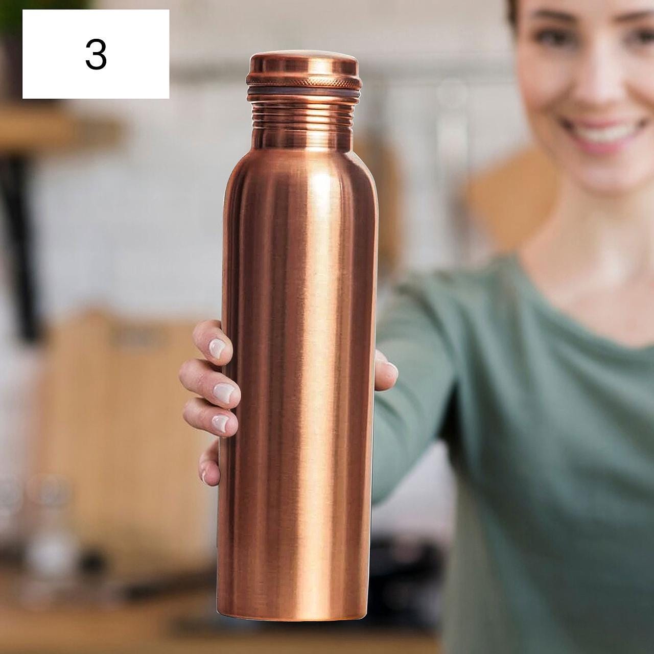 100% Pure Copper Water Bottle – Ayurvedic Leak-proof Plain Flask
