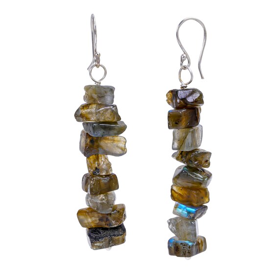 Orecchini pendenti in argento sterling con labradorite: gioielli fatti a mano con pietre preziose - Italia