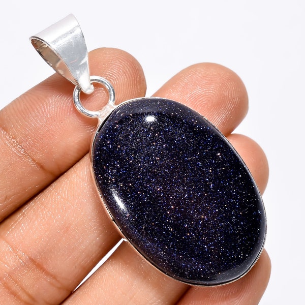 Blue Sandstone Pendant Sandstone Necklace Sandstone Jewelry Gemstone Pendant 925 Sterling Silver Pendant Chain Pendant Necklace for Women