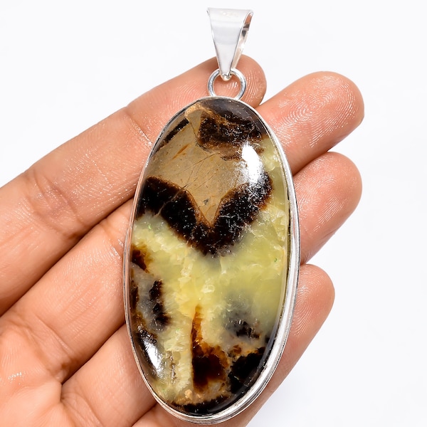 Septarian Pendant Gemstone Pendant 925 Sterling Silver Pendant With Chain Pendant Necklace for Women Statement Pendant for Her Gifts for Her