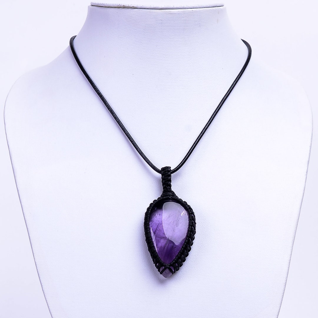 Collier Ancien Perles Améthyste - Pierre Violette Naturelle - Qualité Export Chine - Fermoir Légèrement Incomplet