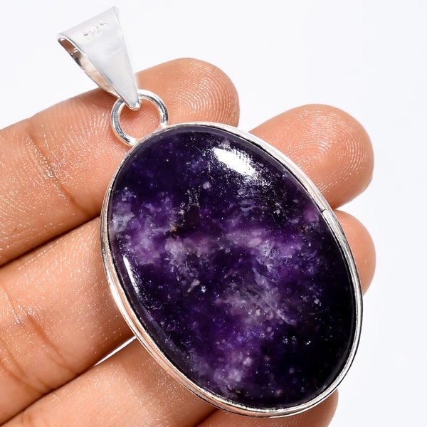 Purple Lepidolite Pendant 925 Sterling Silver Pendant Purple Pendant Gemstone Pendant Chain Pendant Statement Pendant Necklace Gift for Her