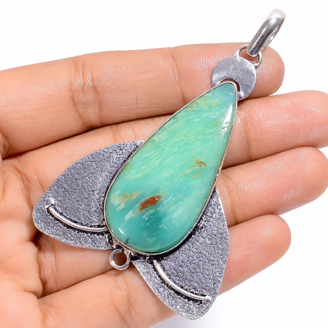Chrysoprase Pendant 925 Sterling Silver Pendant Gemstone Pendant ...