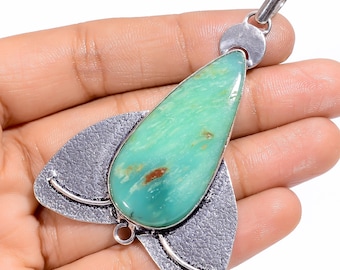 Chrysoprase Pendant 925 Sterling Silver Pendant Gemstone Pendant Necklace Chain Necklace Chrysoprase Jewelry Handmade Jewelry Gift for Woman