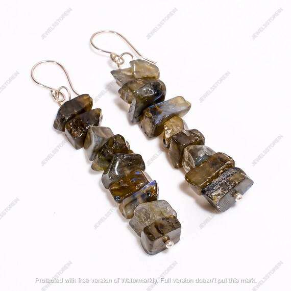 Orecchini in labradorite: argento sterling 925, orecchini pendenti con pietre preziose da 2 - Italia