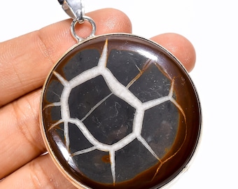 Pendentif Septarian Gronates Pendentif en argent sterling 925 avec pendentif chaîne collier déclaration pendentif cadeau d'anniversaire pour femme