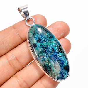 Shattuckite Pendant Gemstone Pendant 925 Sterling Silver Pendant With Chain Pendant Necklace for Women Shattuckite Necklace Gifts for Women