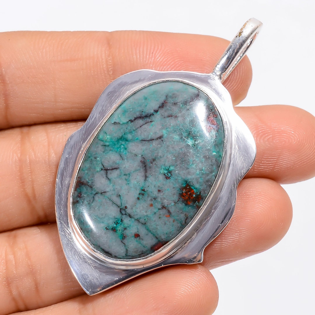 Ciondolo Con Pietra Preziosa Shattuckite, Gioielli In Argento Sterling - Foto 8