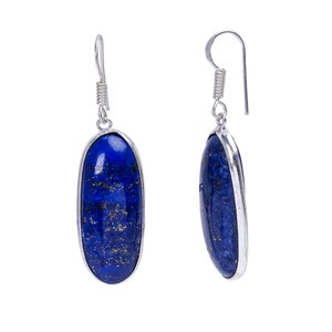 Lapis Lazuli Earrings Gemstone Earrings Dangle Earrings Lapis Earrings Blue Stone Earrings 925 Sterling Silver Earrings for Women Gift