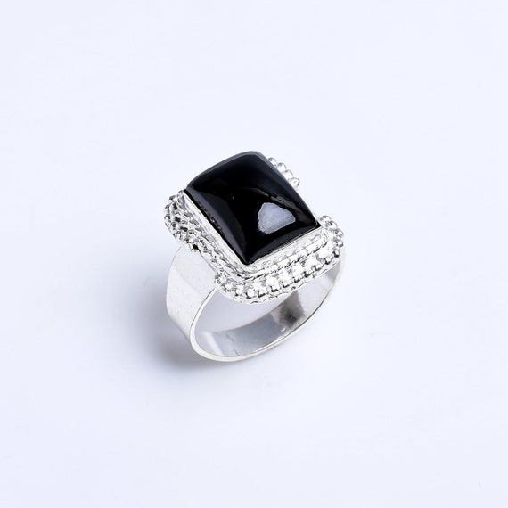 Black Onyx 925 Silver Plated Handmade Jewelry Ring US Size 6 R-18992