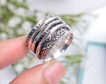 Spinner Ring Silver Spinner Ring Handmade Spinner Ring 925 Sterling Silver Ring Anixety Ring Fidget Ring Thumb Ring Gift for Her