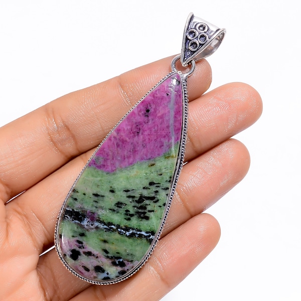 Ruby Zoisite Pendant 925 Sterling Silver Pendant Gemstone Pendant Handmade Jewelry Pendasnt Necklace Chain Necklace Christmas Gift for Her