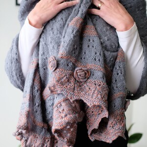 crochet scarf, Crochet shawl,  triangle, wool blend, lace summer wrap