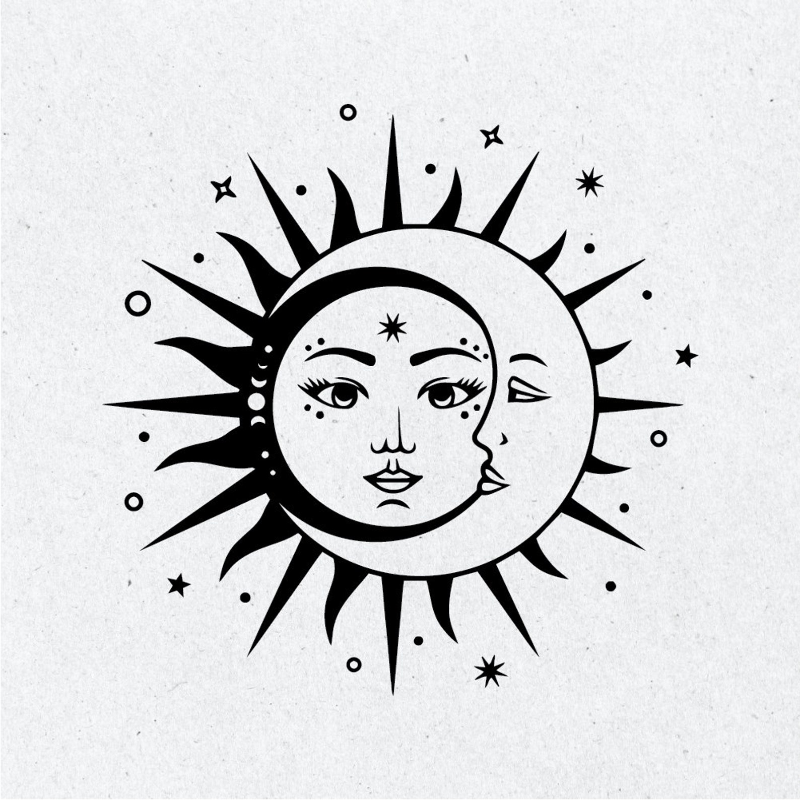 Sun and Moon Design Svg Minimal Design SVGPDFPNG Instant Etsy