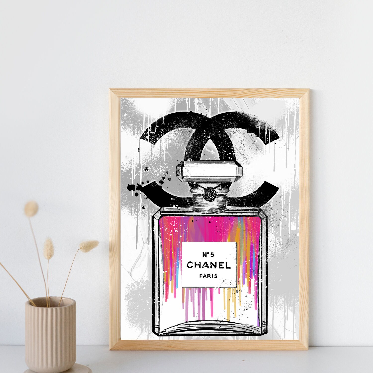 Coco Chanel No.5 Rainbow Drip Printable Instant Download Artwork Wall ...