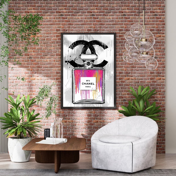 Coco Chanel no.5 Rainbow Drip Printable Instant Download Artwork Wall Art Poster