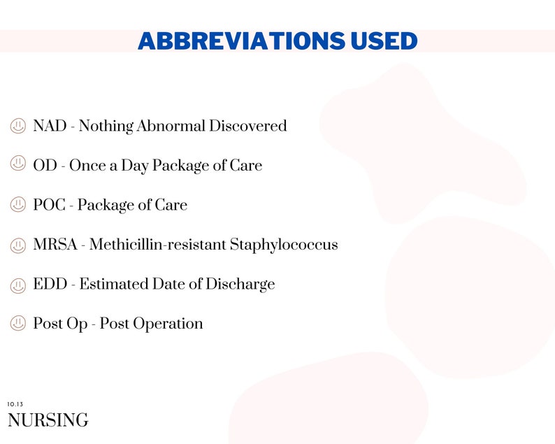Nursing Handover Template, Bedside Handover Sheet, Clinical Nursing