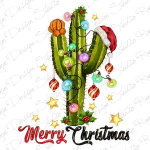 Merry Christmas Cactus Png Sublimation Design,Merry Christmas Png, Christmas Gift,Christmas Cactus Png,Happy New Year Png,Digital Download
